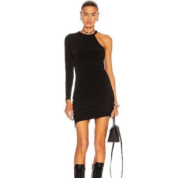 SER.O.YA Rachel Black Mini Dress One Shoulder Bodycon XS - Picture 2 of 9